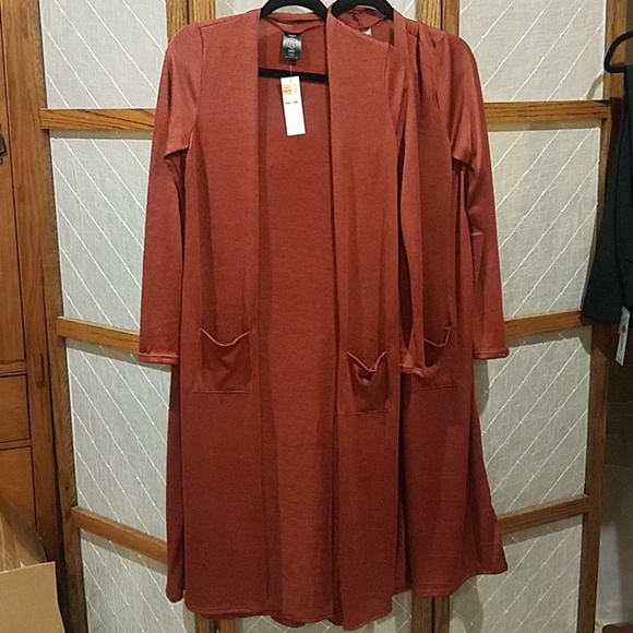 Duster Lightweight Knit Pockets XS/S Marsala - Picture 3 of 7